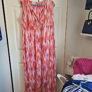 Chico's Pink and White Patterned Maxi Dress